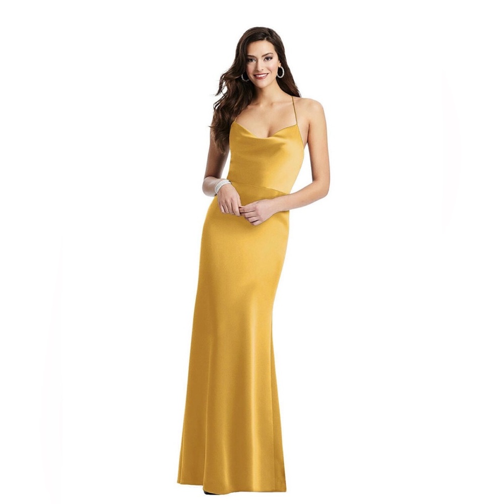 Dessy Collection Strapless NYC Yellow Satin Dress Size 6